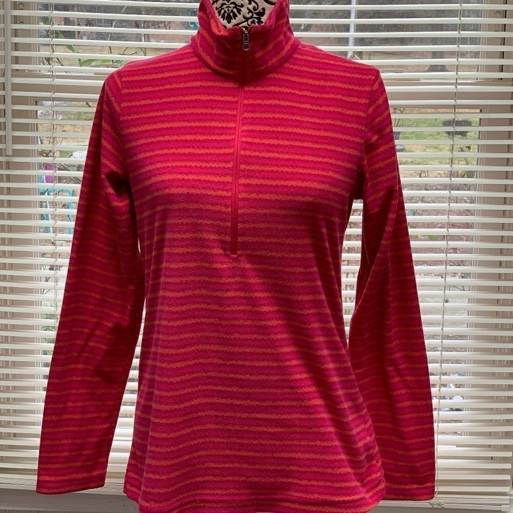 Columbia Half Zip Pullover Fleece Top in Bright Pink and Orange, Size Small